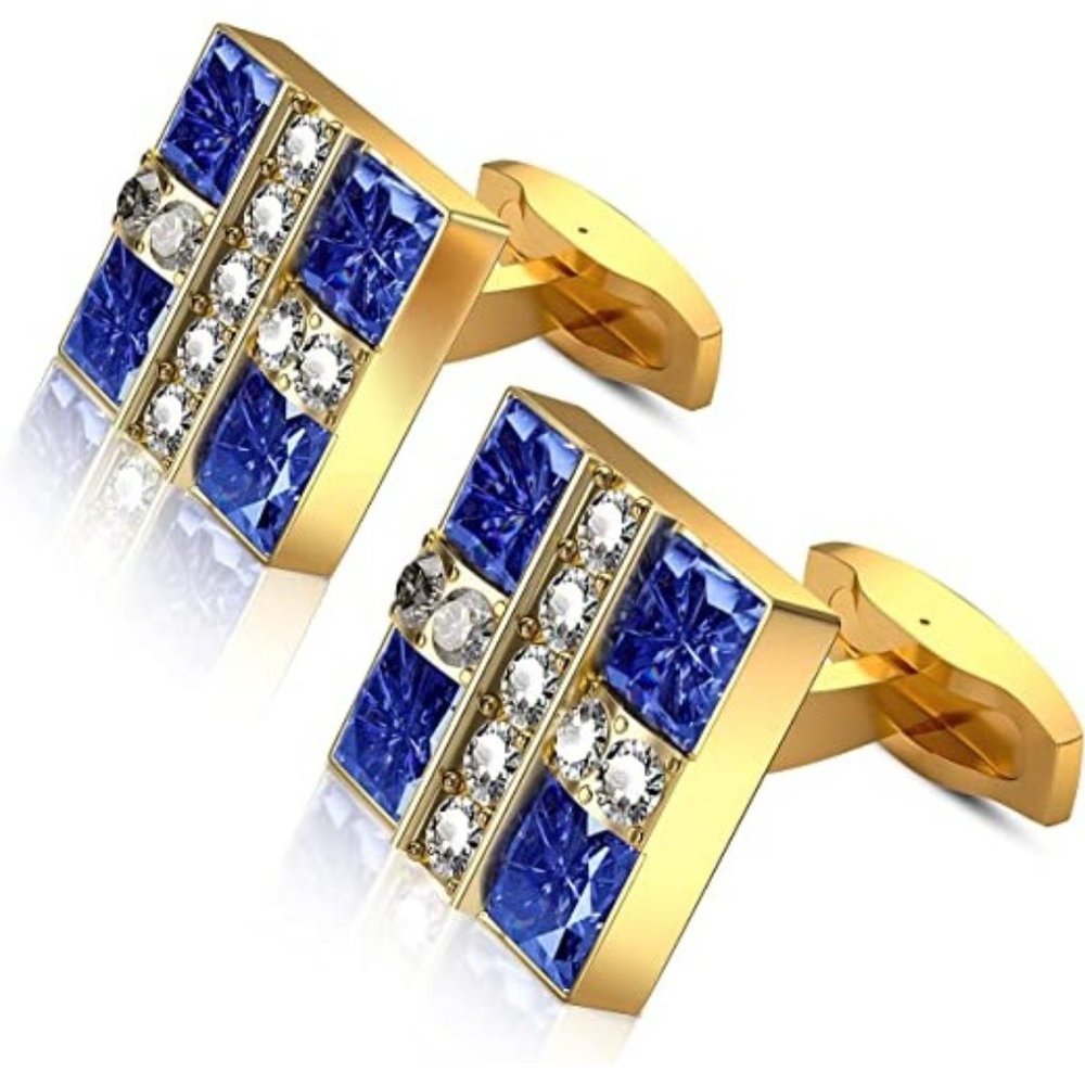 Gold and Blue Mens Cufflinks